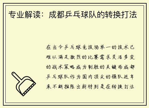 专业解读：成都乒乓球队的转换打法